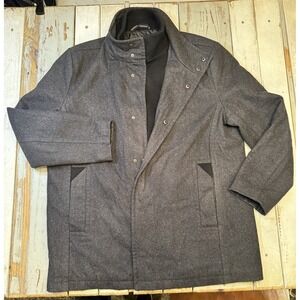 MARC NEW YORK Mens Coyle Melton Wool Car Coat Inset Knit Bib Charcoal Size XL